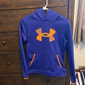 Under Armour Blue Hoodie with Orange Accents-YLG